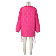 Casual Loose Spliced Knit Drawstring Cotton Coat ZSD 0631