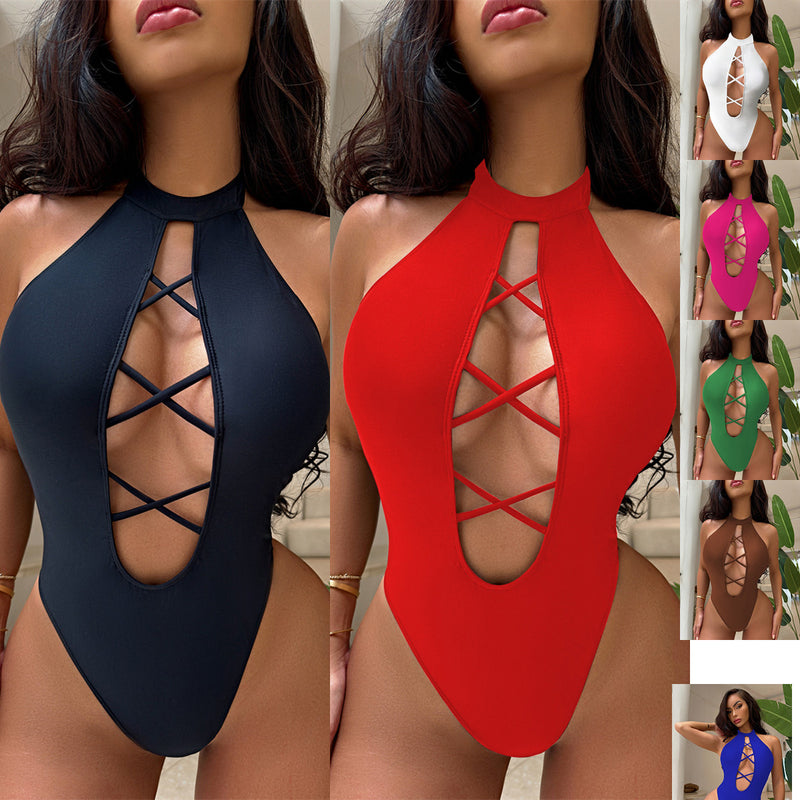 Sexy Halterneck Bikinis One Piece Swimsuit CASF 6629