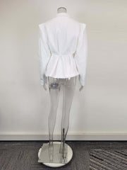 Plus Size Tie Up Loose V Neck Coats GHHE 29782