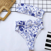 Tube Top High Waist Printed Swimsuit Two Piece Set CSYZ WB10