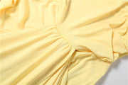 Solid Color Ruched Split Tube Top Maxi Dress GYME K6D05862A