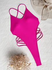 Sexy Solid Color Backless One Piece Swimsuit CASF 6455