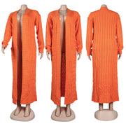 Solid Color Long Twist Sweater Cardigan Coat FSXF F380
