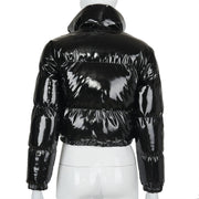 Solid PU Leather Stand up Collar Cotton Jacket GSZM A20666T