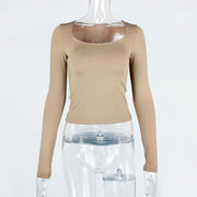 Square Neck Long Sleeve T Shirt GZJF 2590