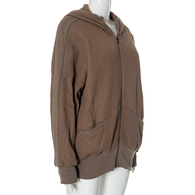 Solid Color Long Sleeve Hooded Coat GSZM ZTP1387