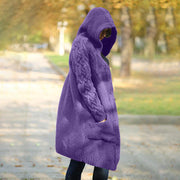 Plus Size Hooded Single Breasted Knit Long Sleeve Coat GBLH 3355