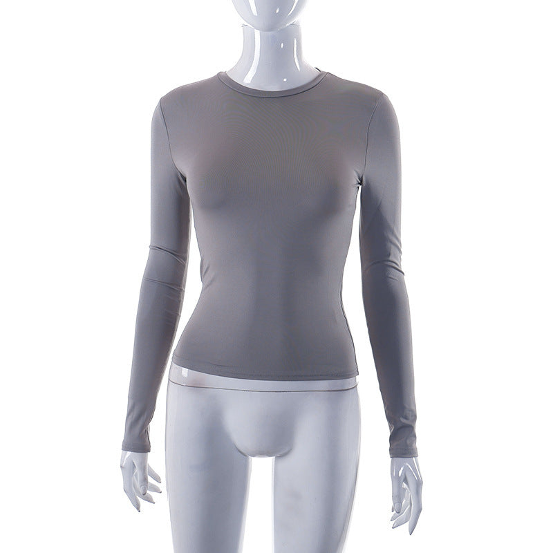 Solid Long Sleeve O Neck T Shirt GSZM M22TP636