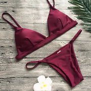 Sexy Solid Color Bikinis Swimsuit Two Piece Set CSYZ 1760