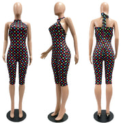 Polka Dots Print Backless Jumpsuit CM 60313
