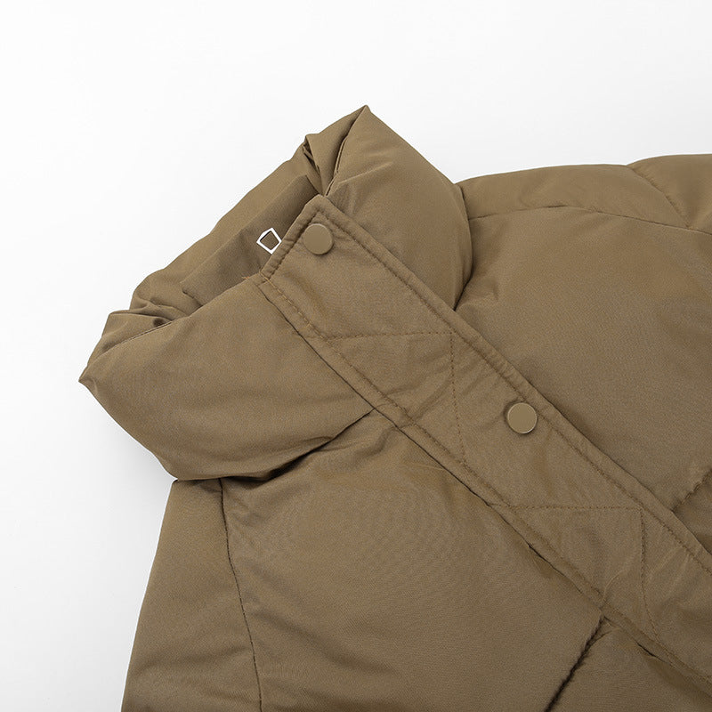 Long Sleeve Standing Collar Solid Color Cotton Jacket FL 23469