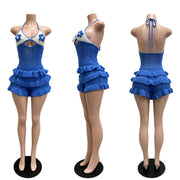 Knits Halterneck Hollow Out Romper CM 60511