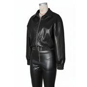 PU Leather Loose Zipper Jackets ZSD 0774