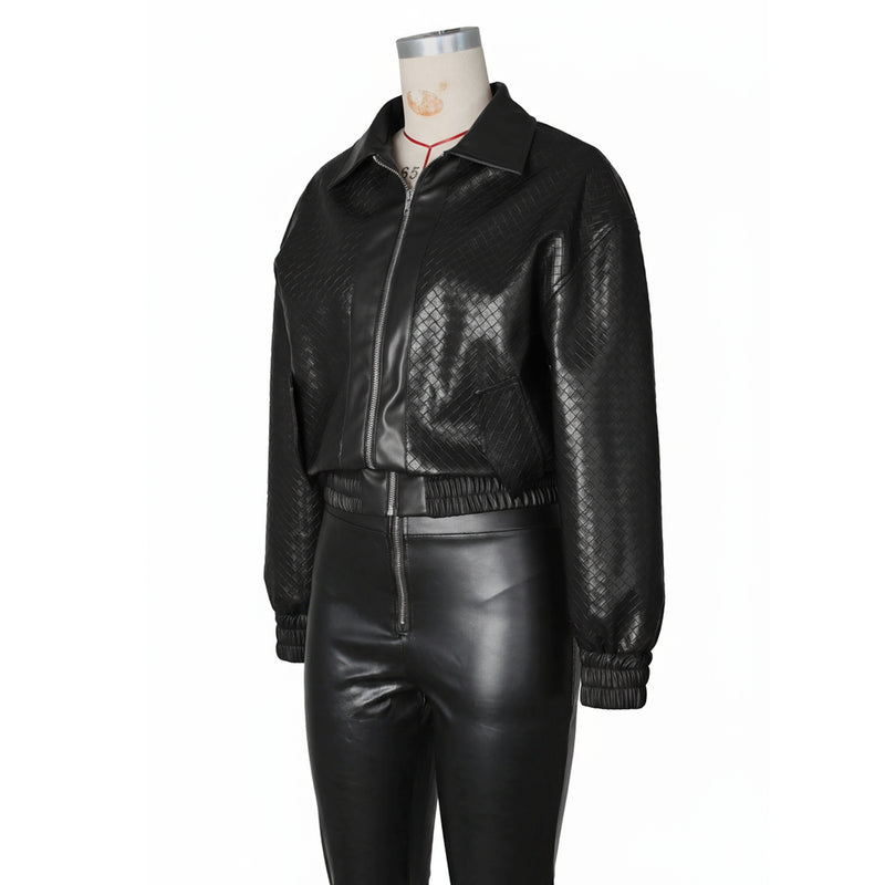 PU Leather Loose Zipper Jackets ZSD 0774
