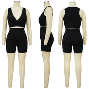 Solid Color Tank Top Shorts Two Piece Set YF 10392