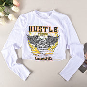 Letter Print Long Sleeve Tight T Shirt GNZD 9670TD