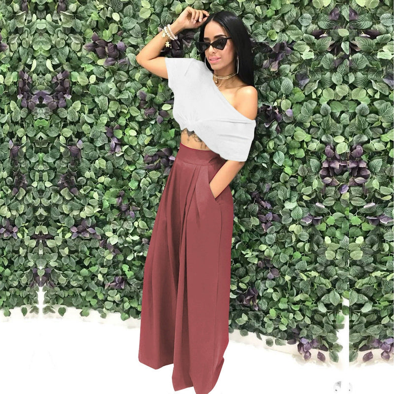 Plus Size Solid Color Loose Wide Leg Pants SH S2018