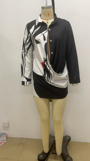 Plus Size Sexy Print Long Sleeve Shirts GSRX 7109