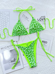 Leopard Print Tie Up Bikinis 2 Piece Set CSYZ C80W