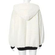 Solid Color Hooded Zipper Plush Jacket GSZM ZTP1449