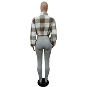 Plush Plaid Fashion Long Sleeve Jacket MEM 88515