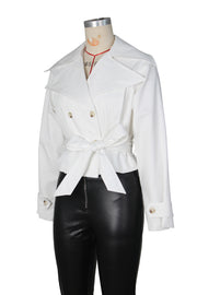 Double breasted Lapel Tie Up Coat ZSD 0776