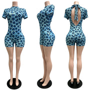 Print Backless Patchwork Romper CM 60413