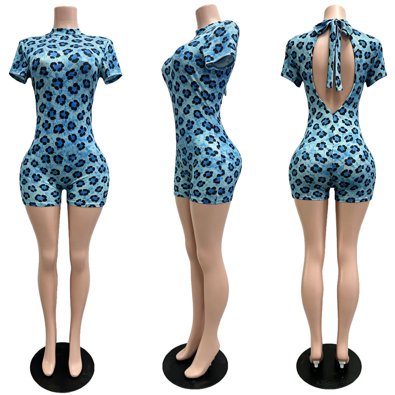 Print Backless Patchwork Romper CM 60413
