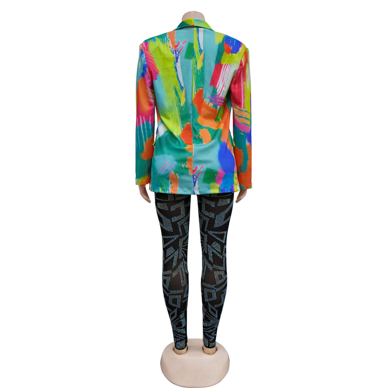 Fashion Print Long Sleeve Blazer BY 6557