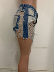 Denim Ripped Hole Skinny Jeans Shorts LSD 8695