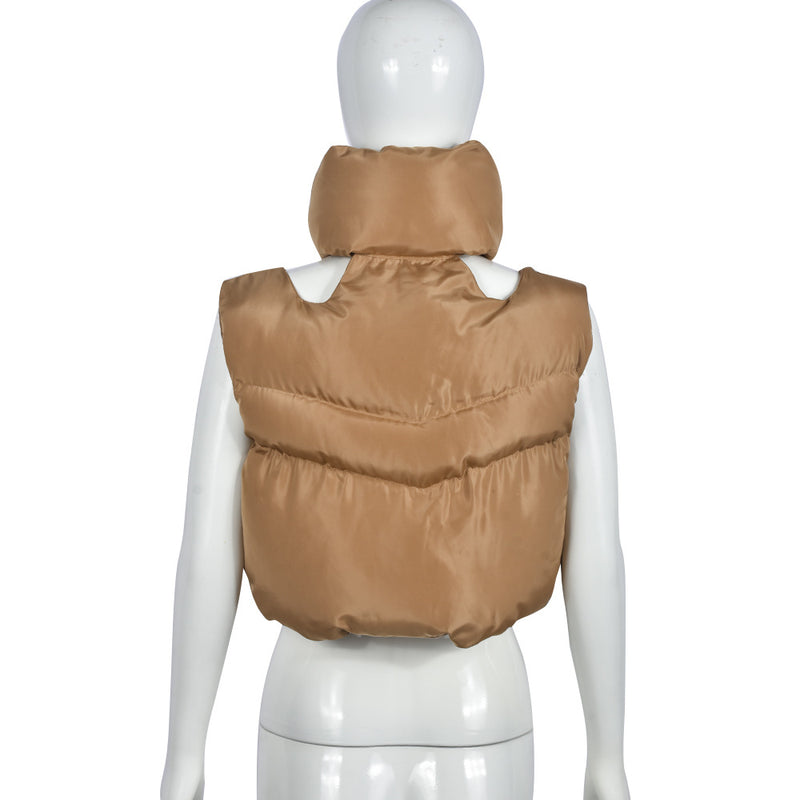 Zipper Sleeveless Cotton Filled Short Jacket GNZD 9511TD