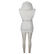 Hooded Short Tie Up Warm Vest Coat ZSD 0625