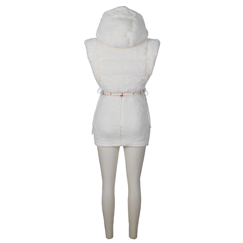 Hooded Short Tie Up Warm Vest Coat ZSD 0625