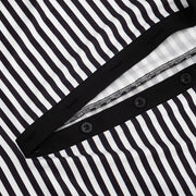 Stripe Print Lapel Seventh Jumpsuit MXBF D26JP197