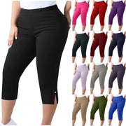 Plus Size Solid Color Split Seventh Pants GYZY 66811