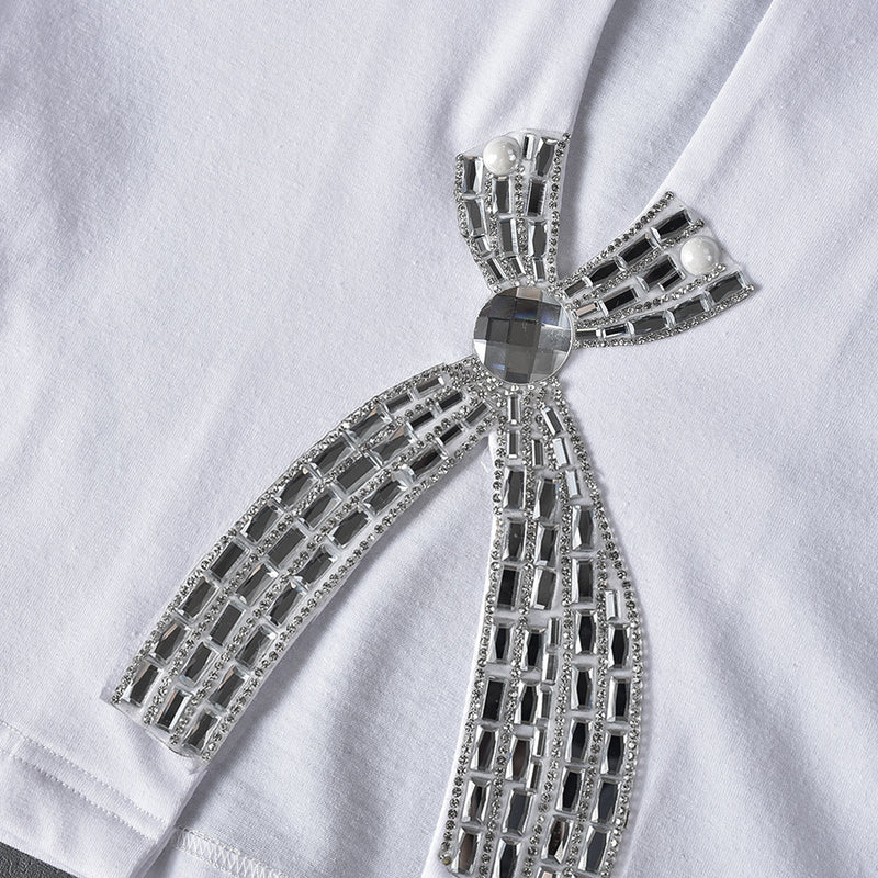 Split Hot Drill Short Sleeve T Shirt GFRT 41209THG