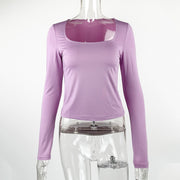 Square Neck Long Sleeve T Shirt GZJF 2590
