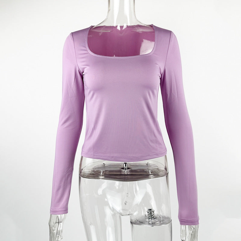 Square Neck Long Sleeve T Shirt GZJF 2590