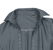 Stripe Lapel Short Sleeve Tie Two Piece Shorts Set AIL 324