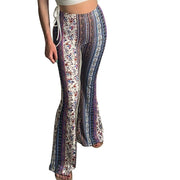 Plus Size Bohemian Slim Flared Printed Pants GWTC W0730