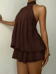 Sexy Backless Solid Color Mini Dress GYWO 55056