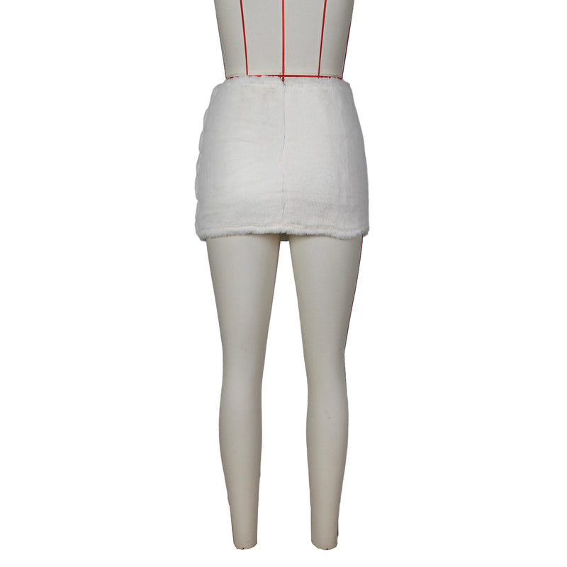 Solid Color Zipper Plush MIni Skirt ZSD 0626