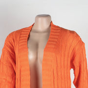 Solid Color Long Twist Sweater Cardigan Coat FSXF F380