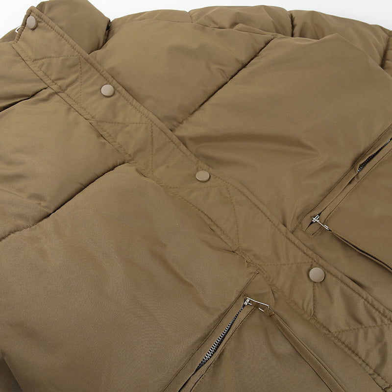 Long Sleeve Standing Collar Solid Color Cotton Jacket FL 23469