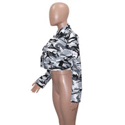 Camouflage Print Lapel Neck Short Coats SH 390421