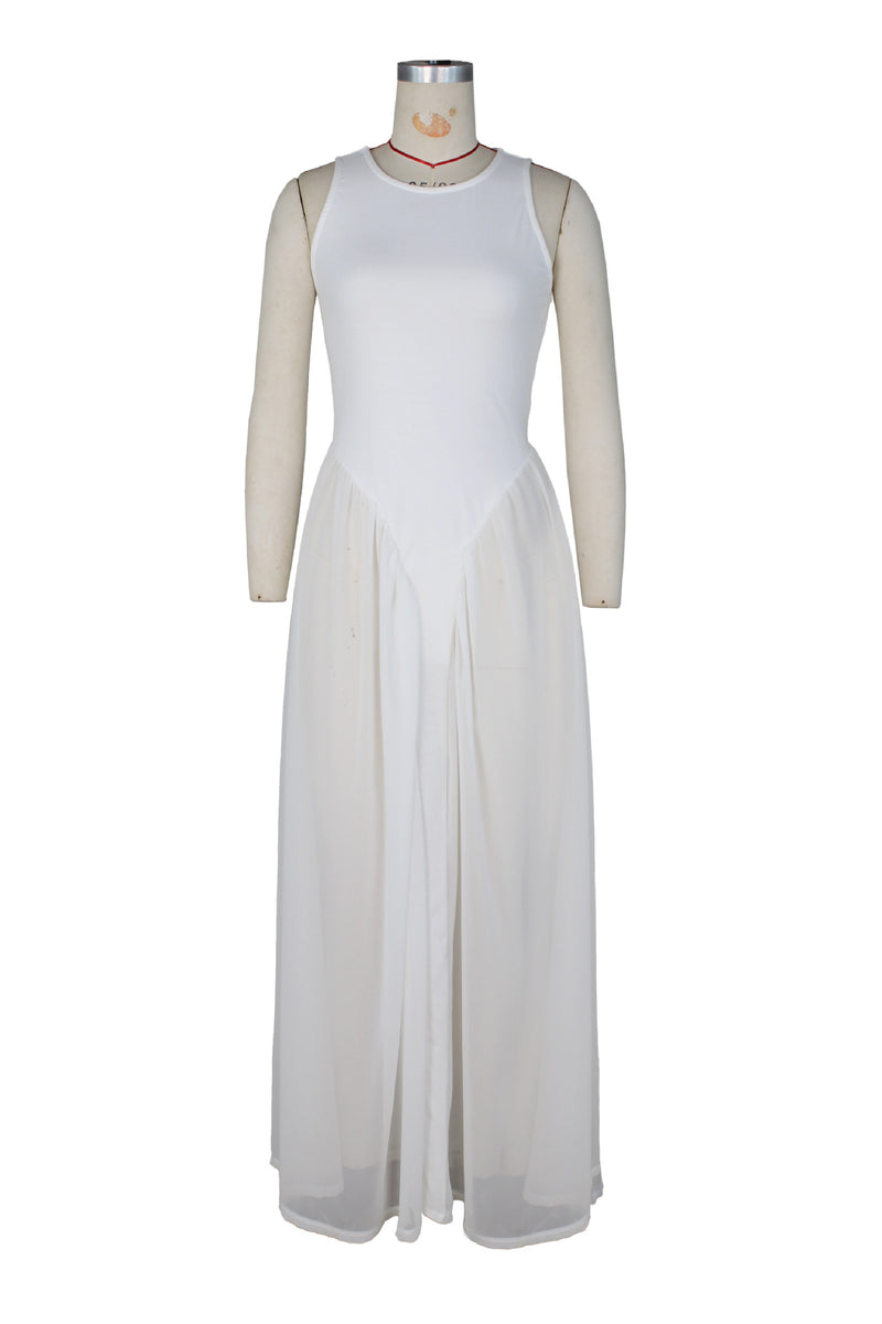 Solid Color Chiffon Patchwork Maxi Dress ZSD 0789