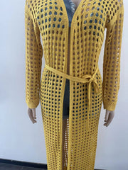 Sexy Hollow Out Long Sleevel Beach Cloak Coat OSM 4366