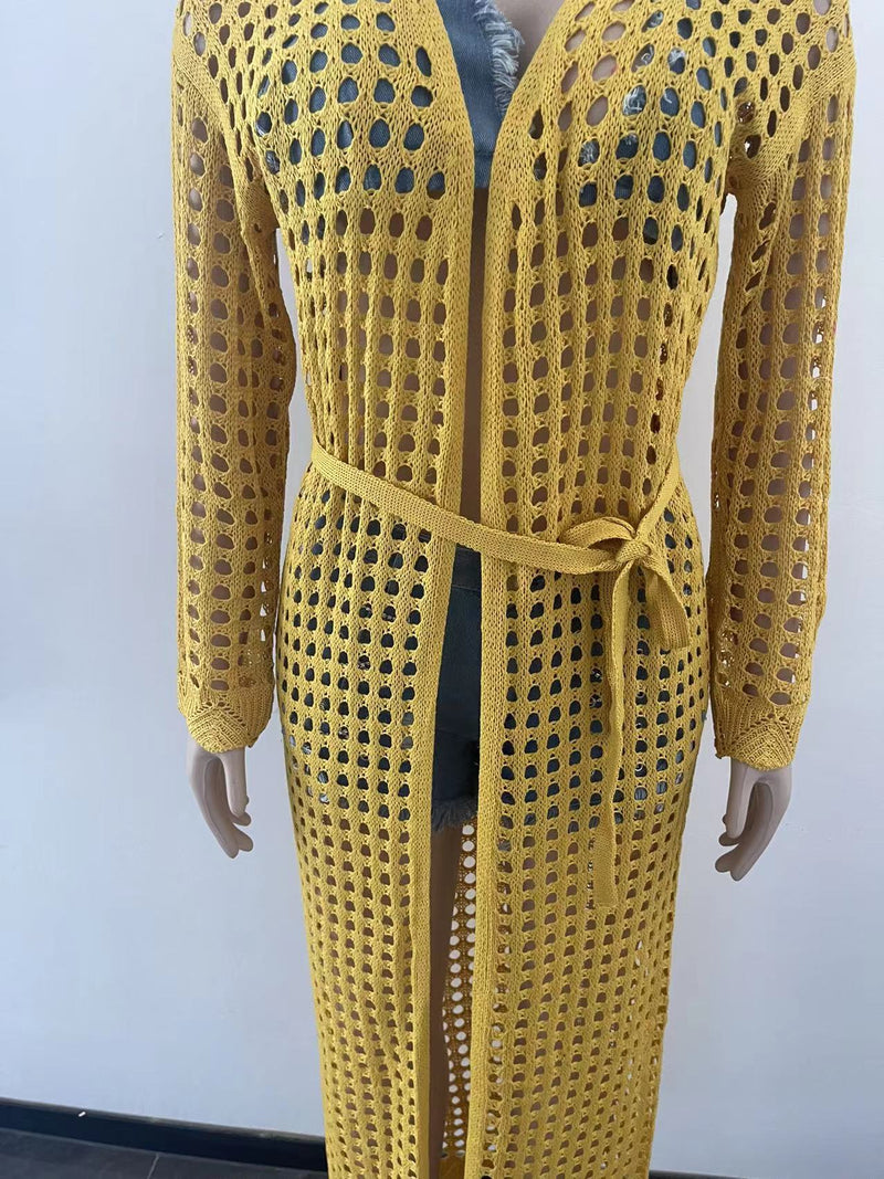 Sexy Hollow Out Long Sleevel Beach Cloak Coat OSM 4366
