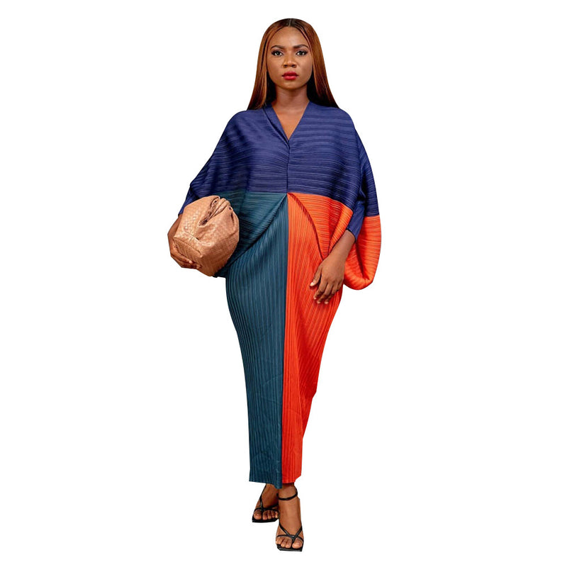Fashion Print Bat Sleeve Maxi Dress YF 10263
