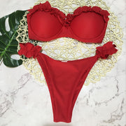 Sexy Pleated Bandeau Bikini Two Piece Sets CASF 8753